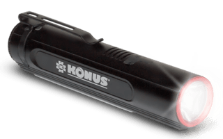 The Konus 3930 KonlusLight 2K is a rechargeable tactical flashlight with two working modes: sidelight and LED top light with an aluminum body.
